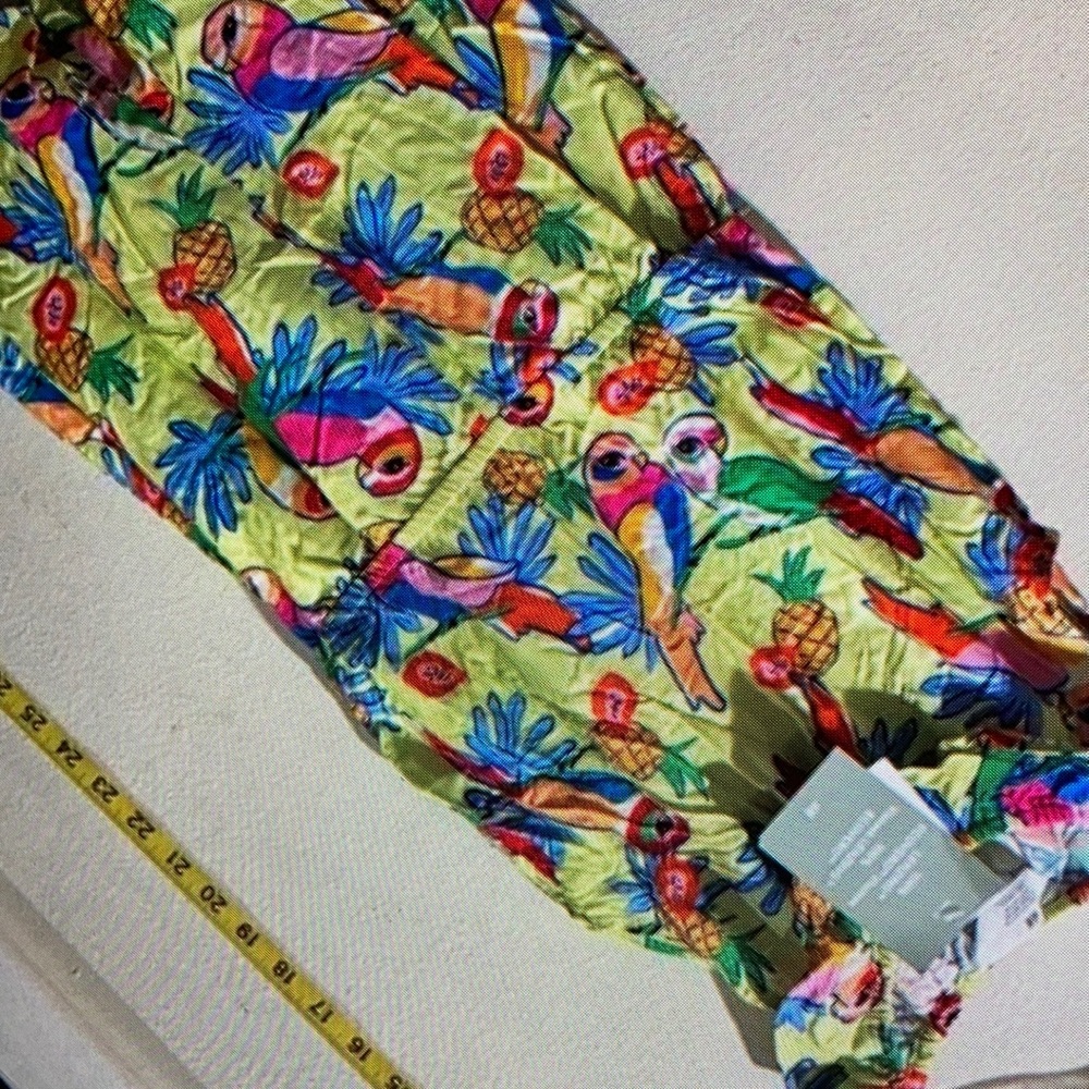 Bright romper tropical bird fruit design style blouse